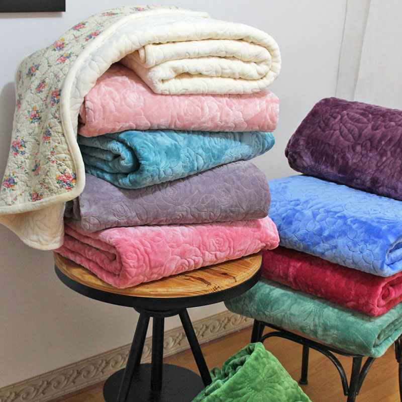 flannel embroidery quilt set