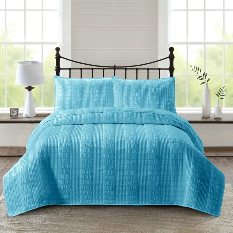blue seersucker bedspread