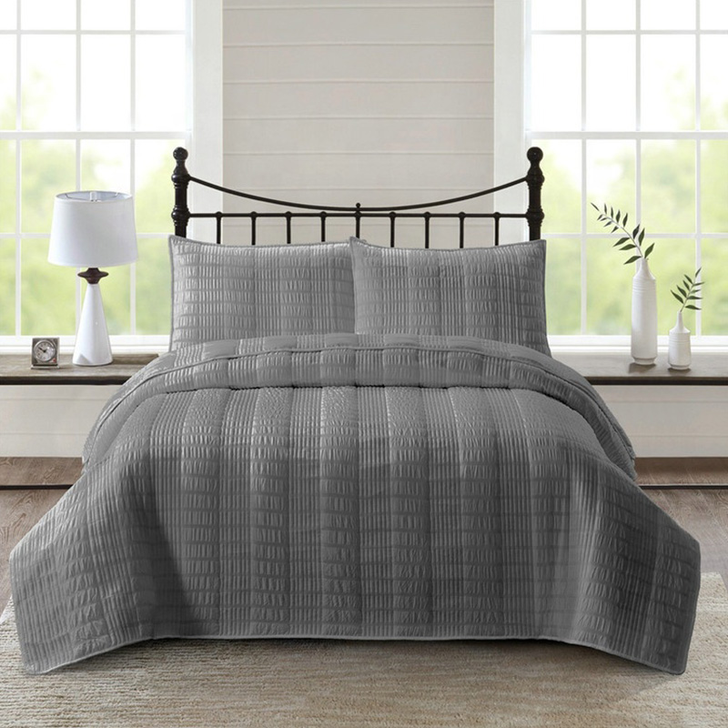 grey seersucker bedding set