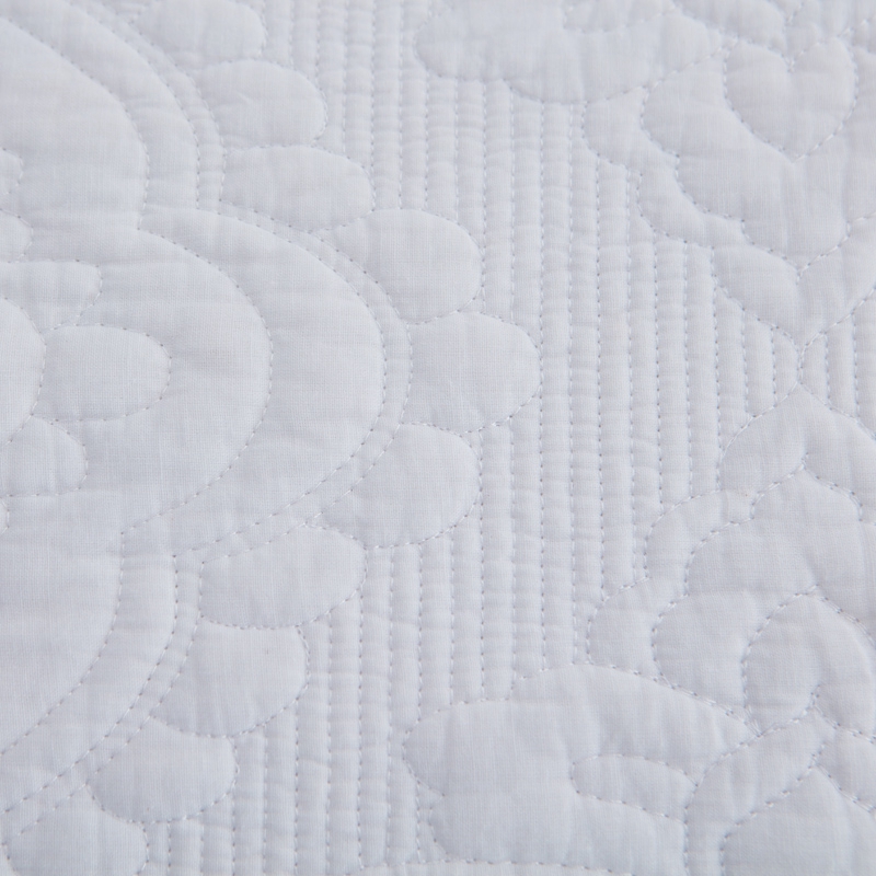 white damask embroidered quilt set