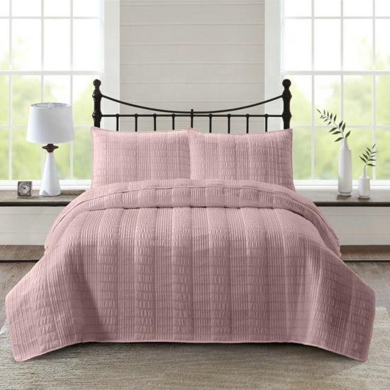 pink seersucker bedding